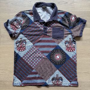 Diyanu Shirt Men Large Polo African Print Geometric Pocket Blue Patchwork